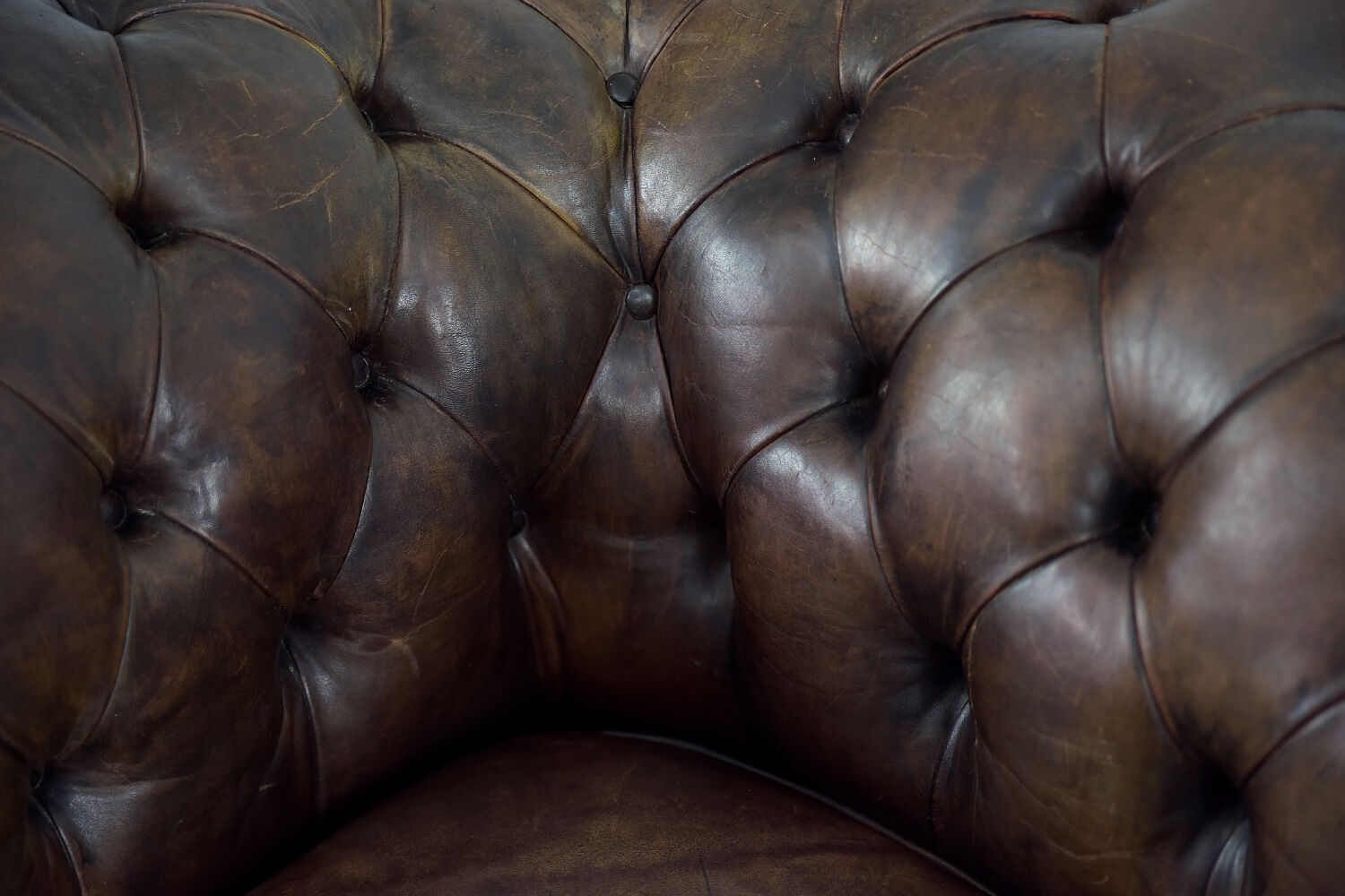 Antique brown leather chesterfield sofa, 1920s