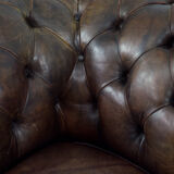 Antique brown leather chesterfield sofa, 1920s