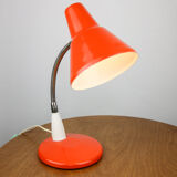 Adjustable Desk Lamp in Orange Painted Metal and Chrome-Plated Spiral Arm, 1970s