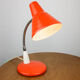 Lampe de bureau réglable en métal peint orange et bras spiral chromé, années 1970