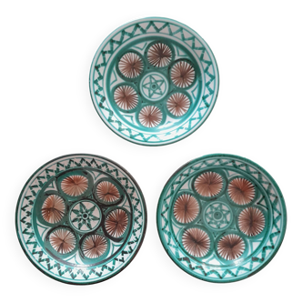 3 small soup plates, Robert Picault Ceramics (1919-2000), Vallauris