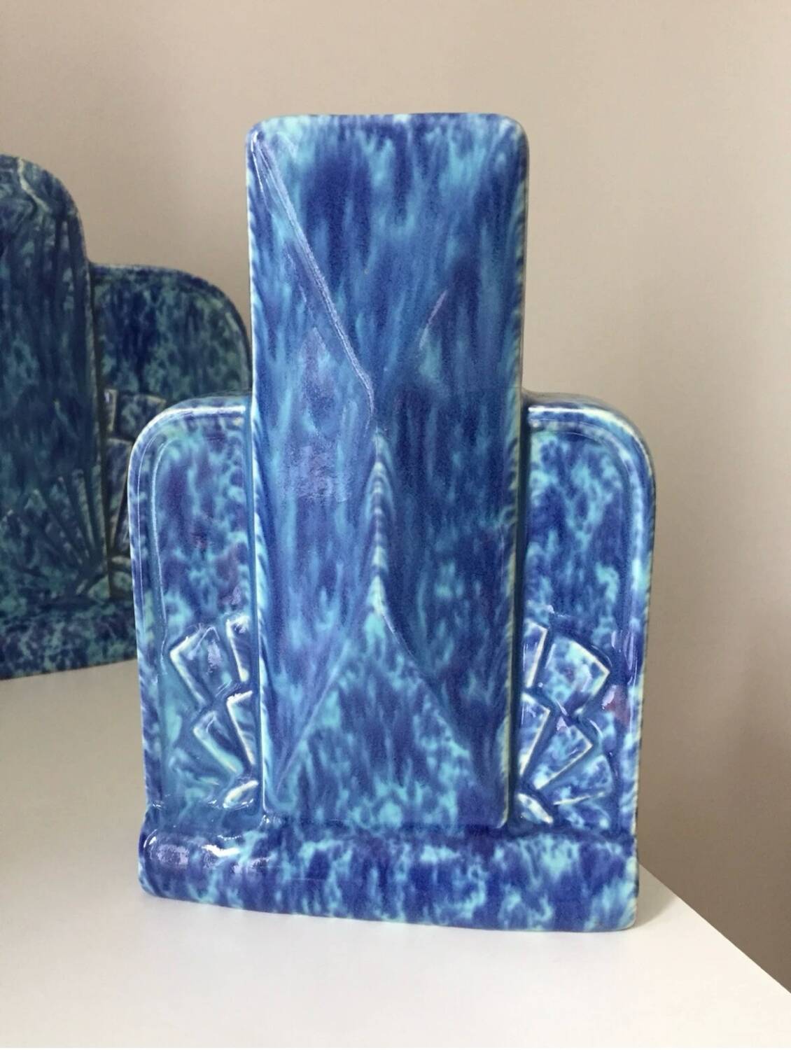 Odyv 1940 Art Deco Blue Fireplace Trim