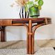 Grande table basse ancienne en rotin et cannage – Esprit bohème