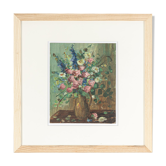 Wild Flowers in a Vase, Oil on Plate, 38 x 38 cm