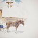 René leverd: switzerland, carriage ride in lagnau, original signed watercolor