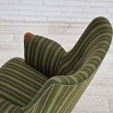 1960s, Danish armchair, green furniture wool, teak wood.