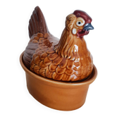 Terrine poule vintage, glazed earthenware baking dish