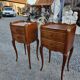 Pair of Louis XV style bedside tables in solid cherry wood.