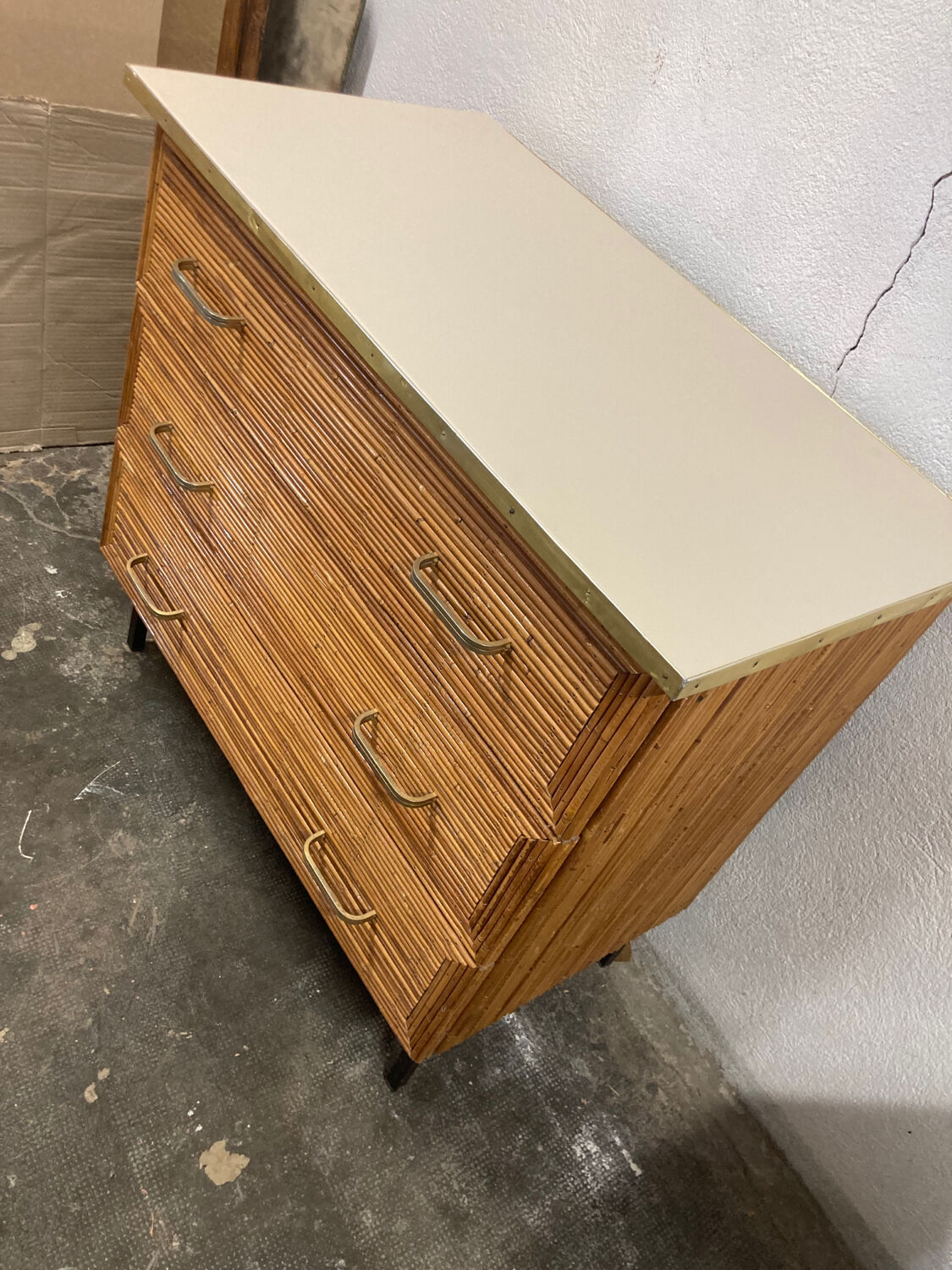 Vintage rattan chest of drawers