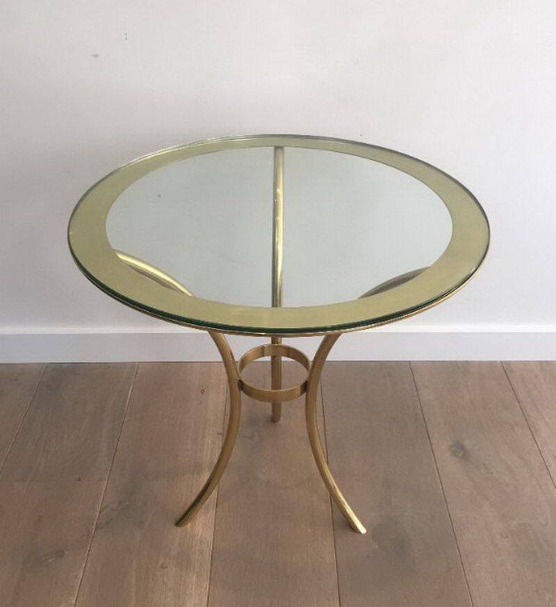 Pair of round gold side tables