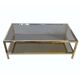 Gold metal coffee table with two glass and mirror trays 70