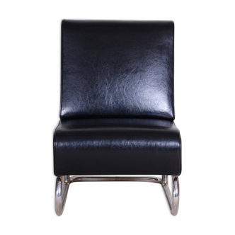 Black leather armchair 1930s czechia