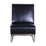 Fauteuil en cuir noir tchéquie des années 1930