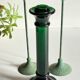 Vintage Glass and Metal Candlesticks Green