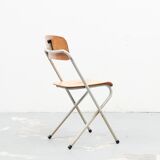 Aluflex-style folding beech chair