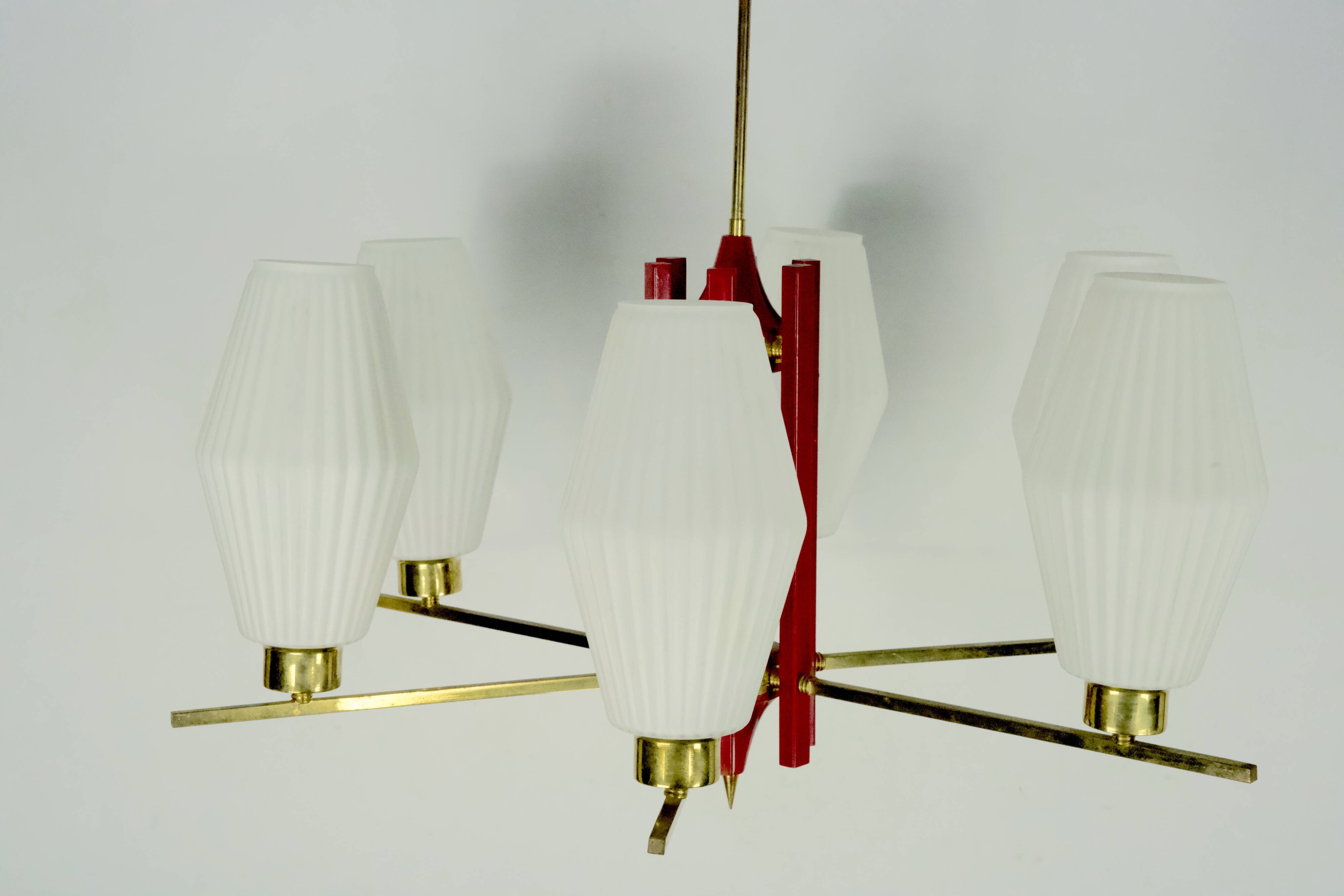 Large Mid-Century Arredoluce Monza manner chandelier. 1950s Italian design