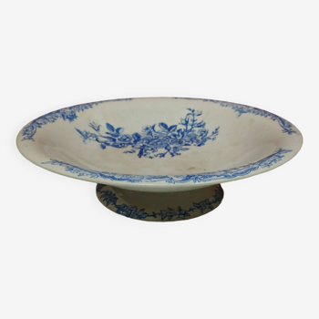 old earthenware fruit bowl - blue floral decoration