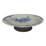 Compotier en faïence -  décor floral bleu