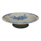 Compotier en faïence -  décor floral bleu