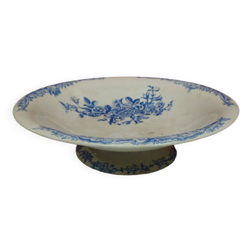 old earthenware fruit bowl - blue floral decoration