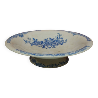 old earthenware fruit bowl - blue floral decoration