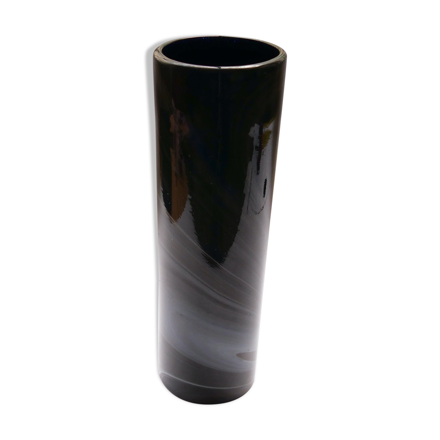 Agate glass cylinder vase, Maure Vieil 1970