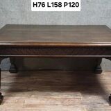 Important Renaissance style table in solid oak, circa 1850