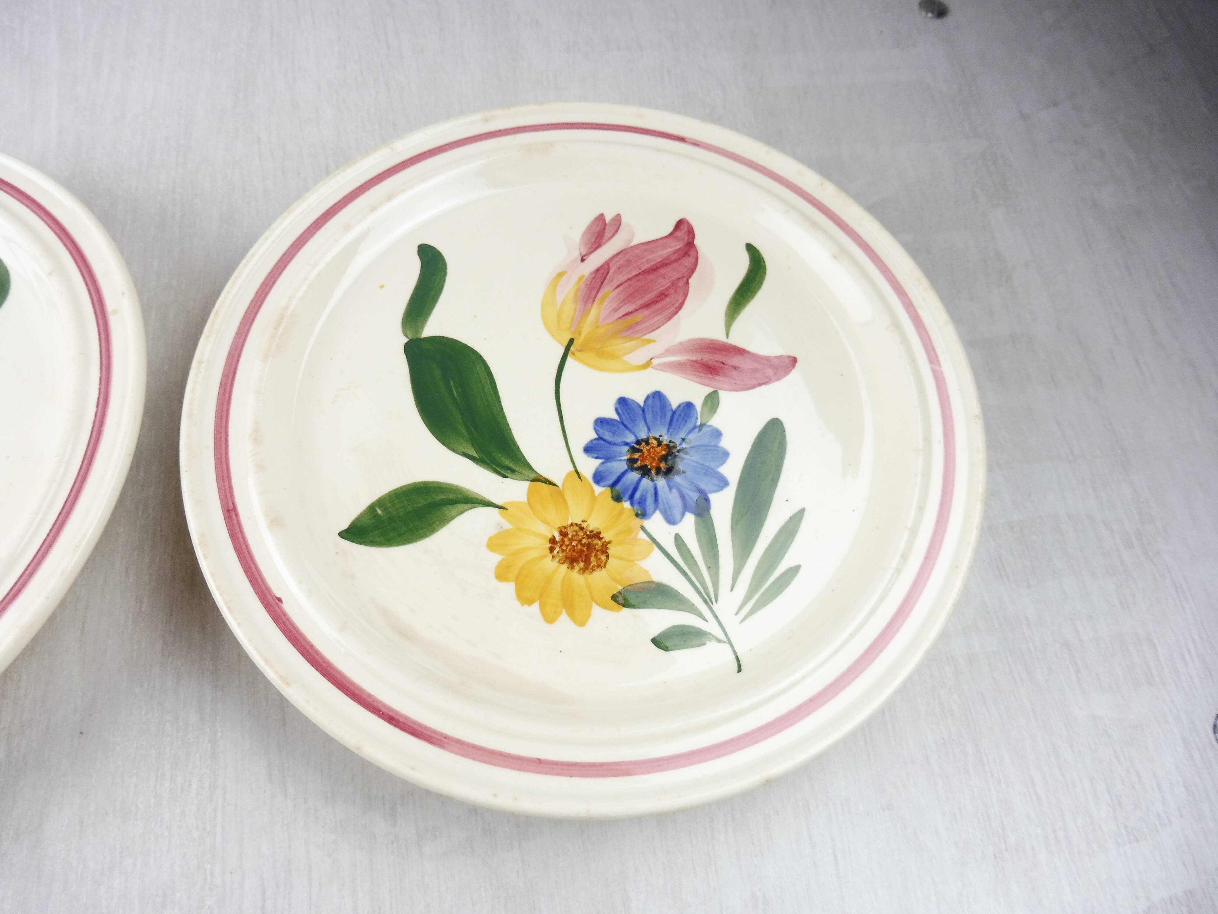 Lot of 2 plates with footouche décor Selestat, Schlettstadt, from Sarreguemines