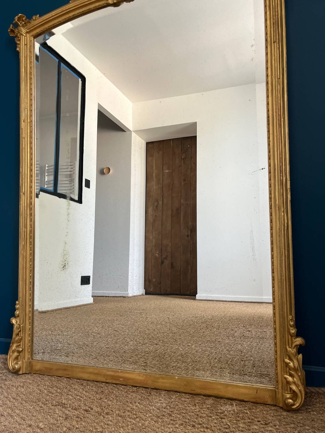 Antique mirror with pediments 138cm beveled glass