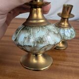 Pair of Art Deco Style Hand Painted Delft Ceramic Candlesticks