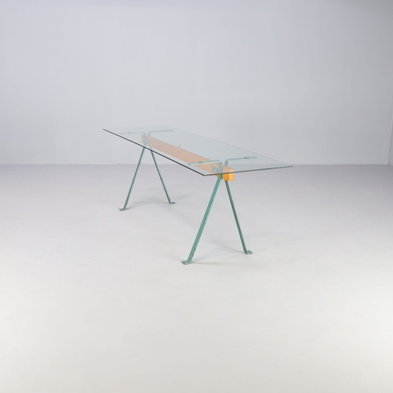70s metal and glass table desk