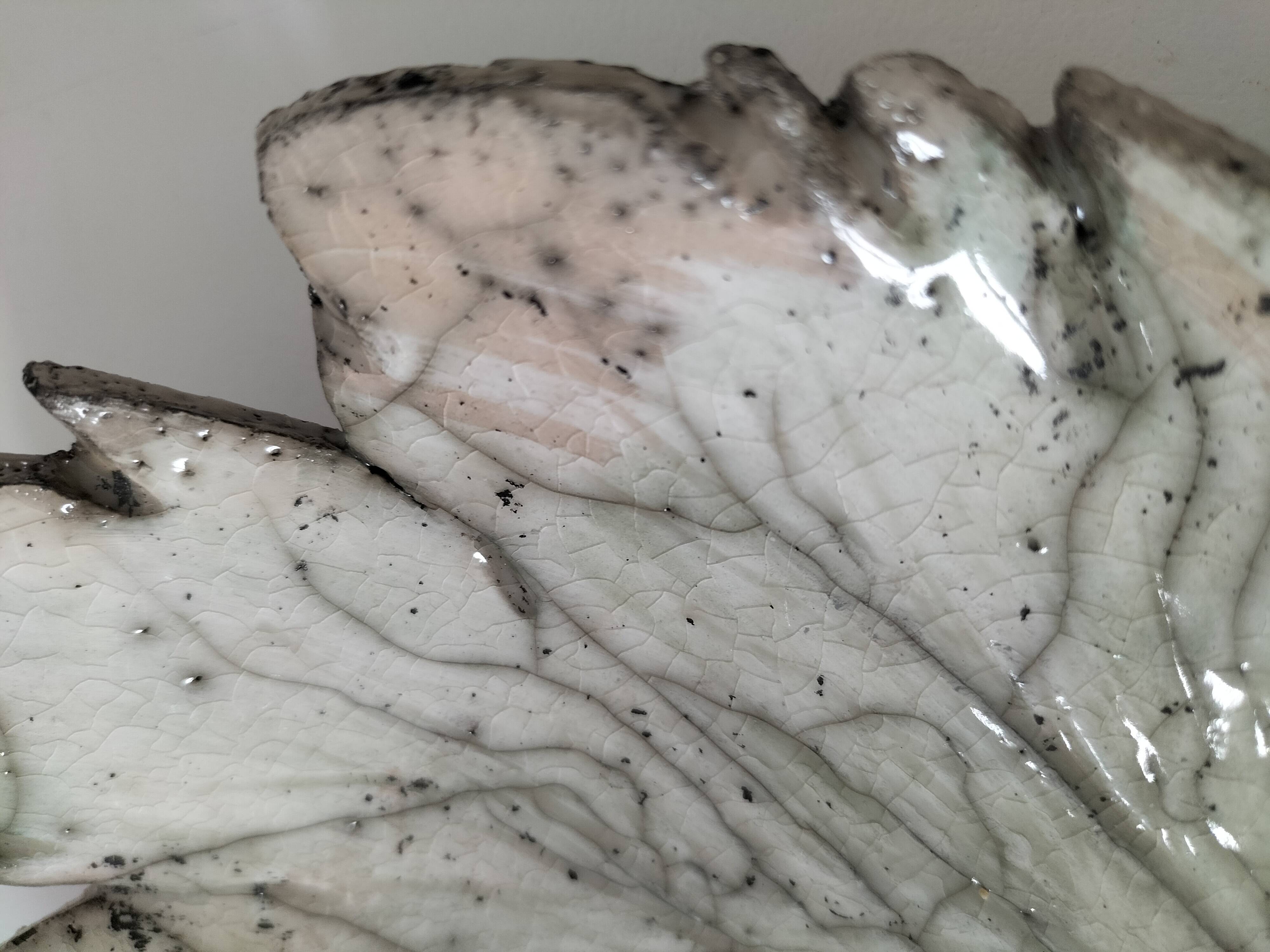 Raku ceramic leaf bowl – unique piece