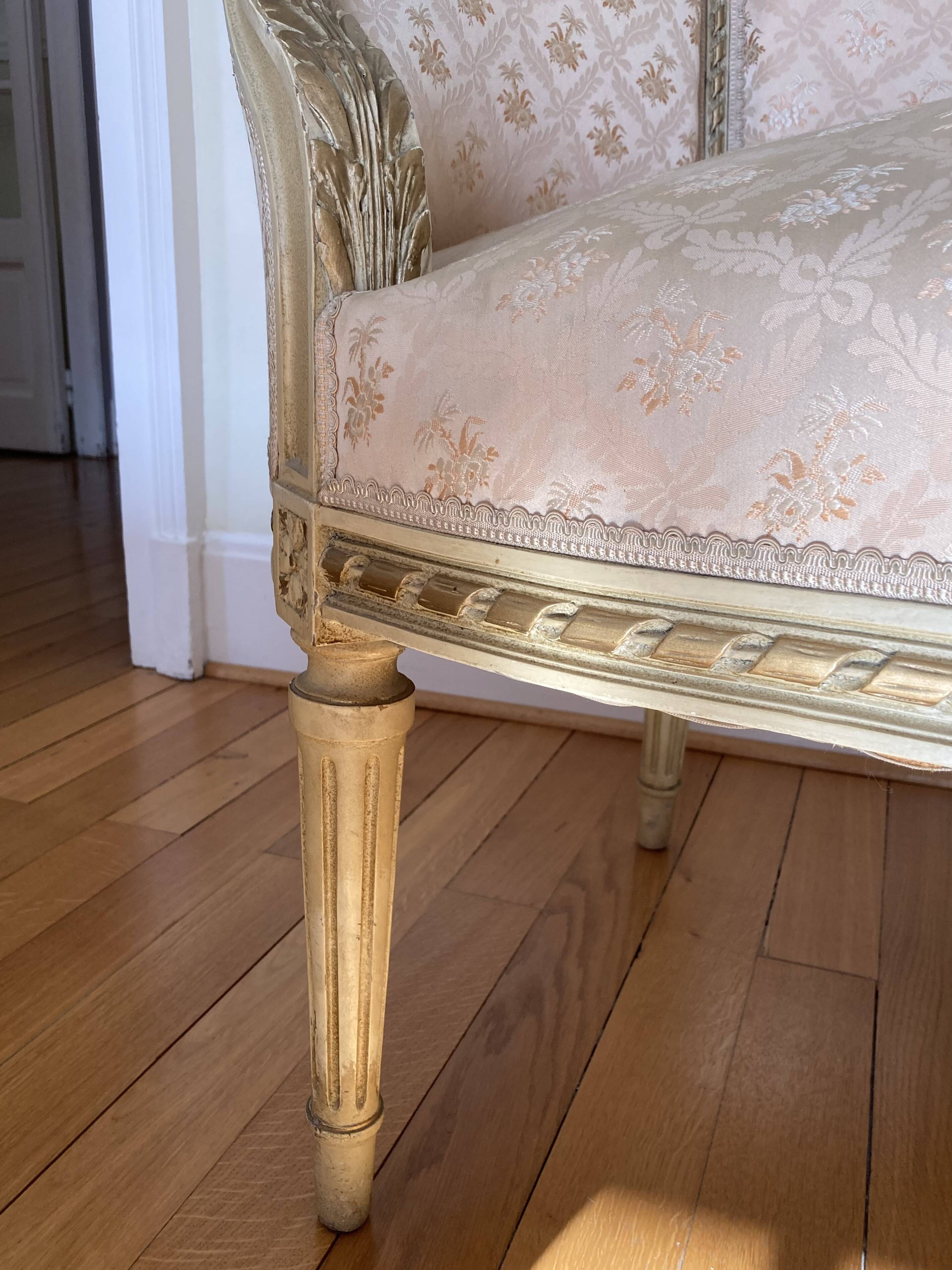 Louis XVI ivory and gold basket bench
