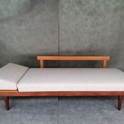Daybed Teak and beige fabric by Ingmar Relling, Vintage Scandinavian 1960s