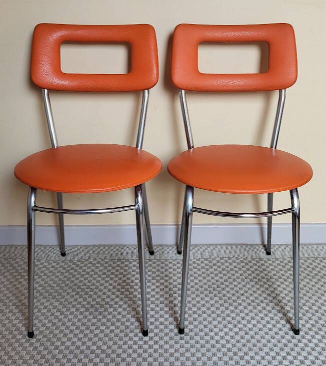 Set of vintage orange chairs