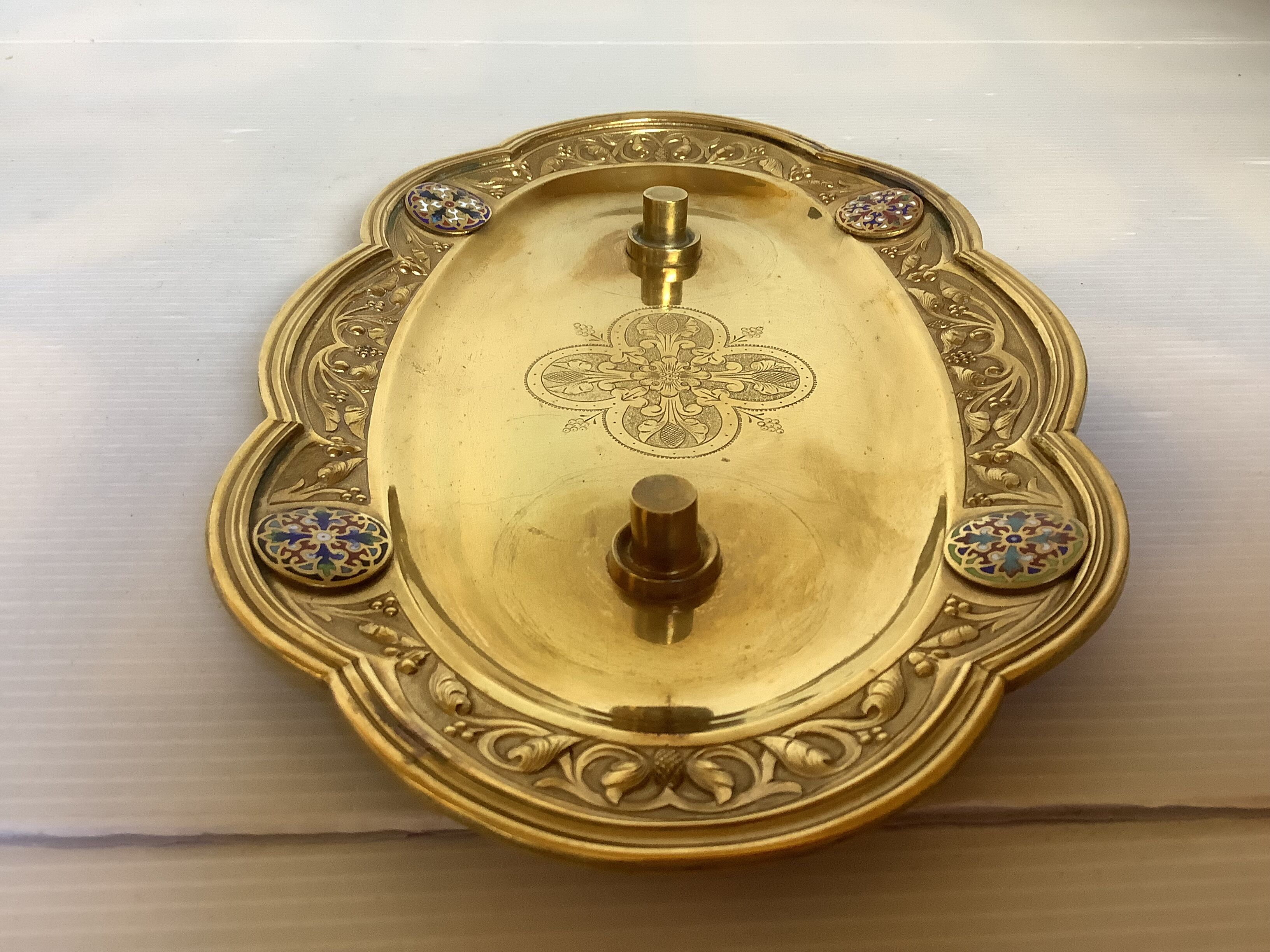 Small brass tray with cloisonné enamel.