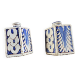 Pair of decorative earthenware bottles with blue decoration – oriental style