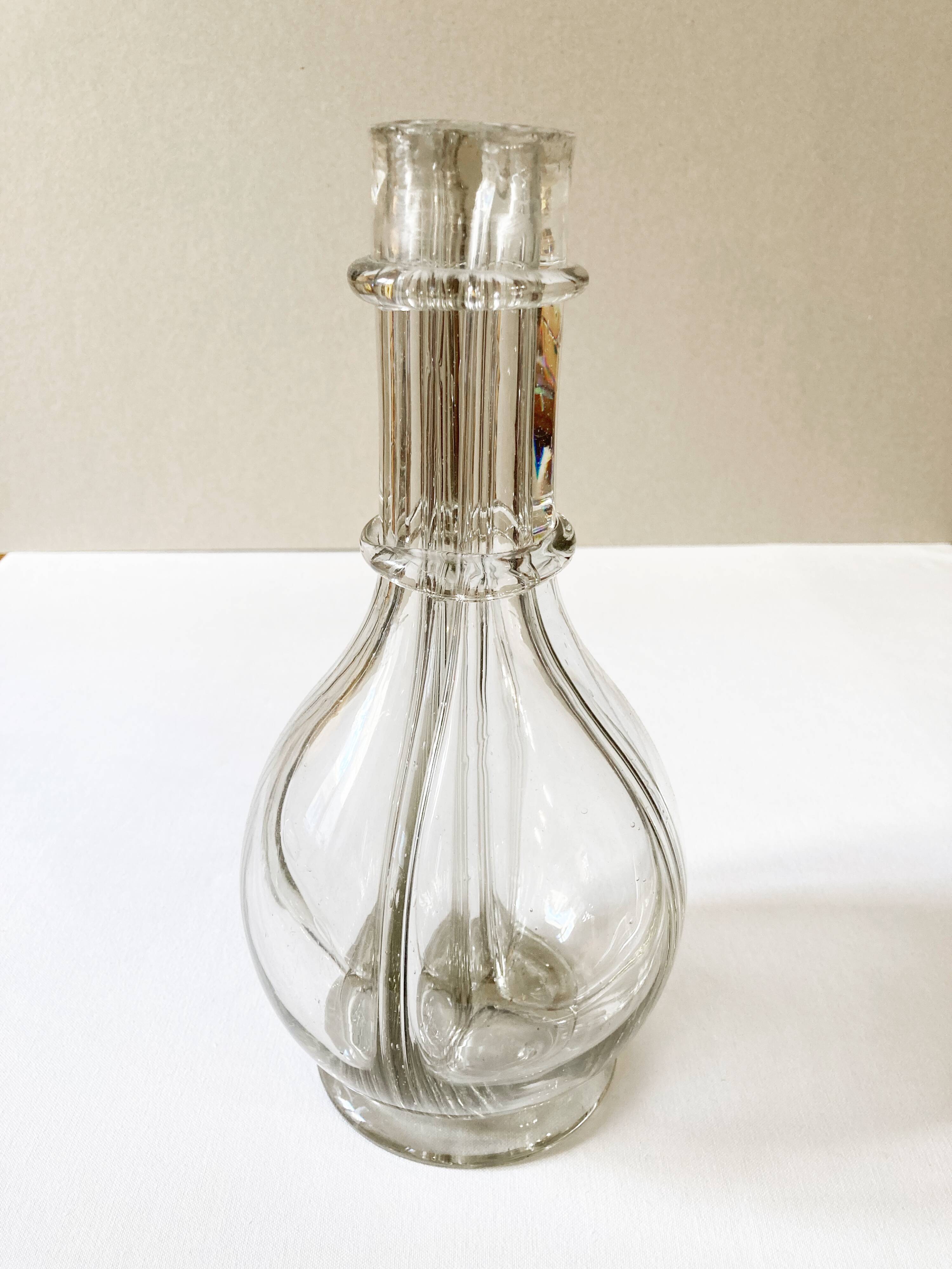 Old liqueur carafe, 4 compartments, glass