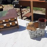 Set of old wooden toys from the farm