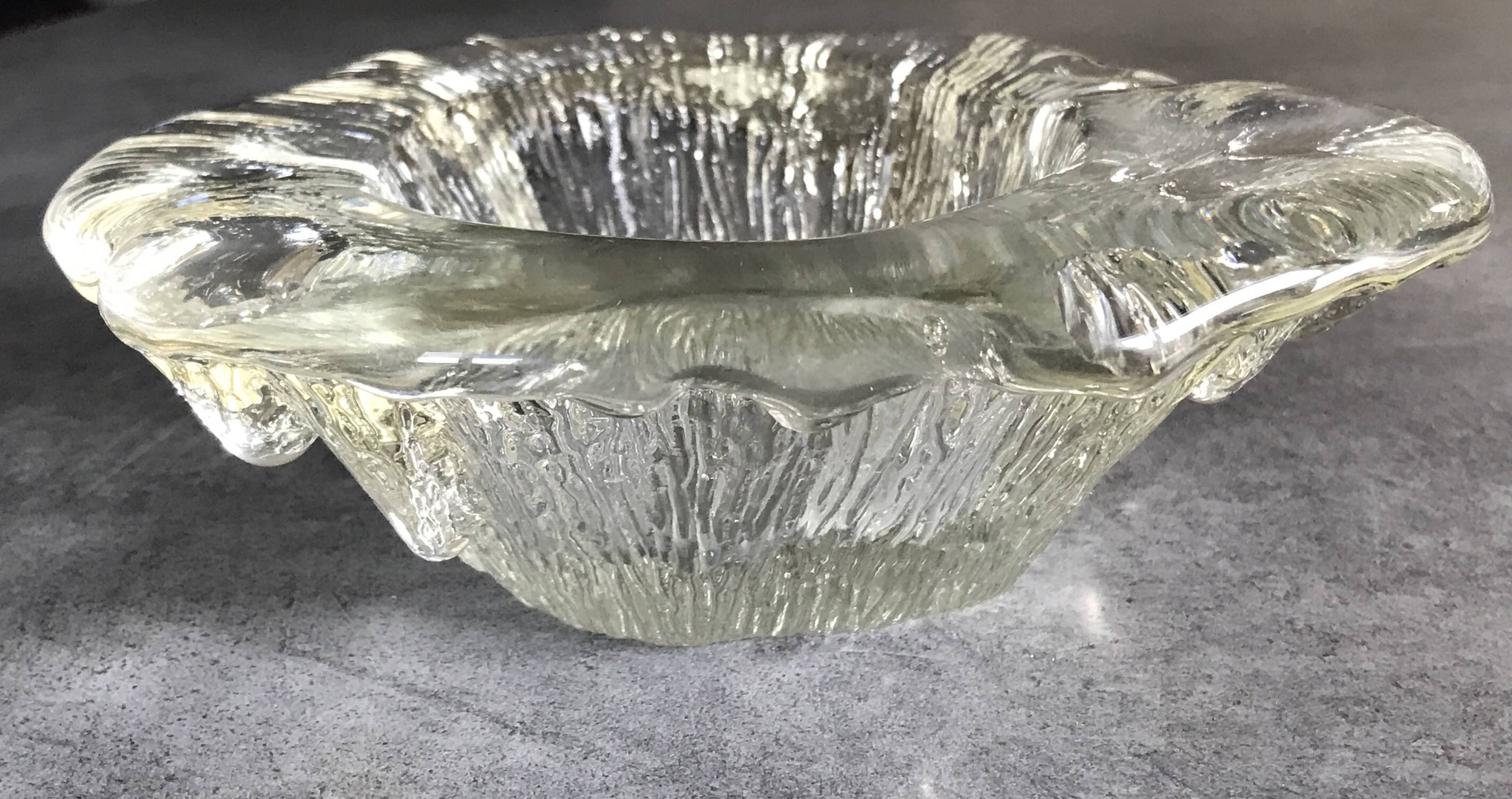 Blenko ashtray, pocket emptier in modernist glass, brutalist design, 1960