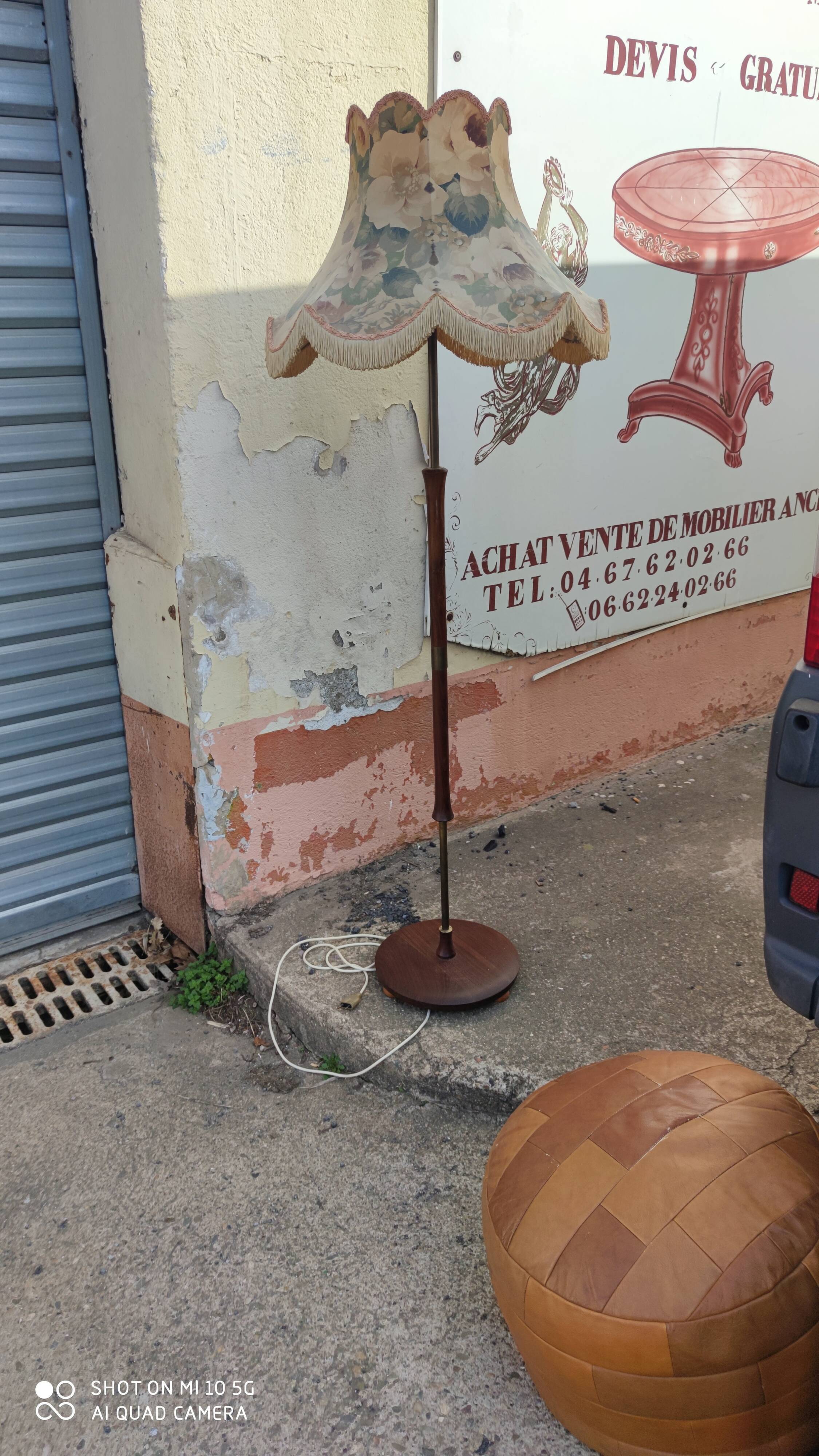 Teak and bronze floor lamp, circa 1960