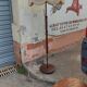 Teak and bronze floor lamp, circa 1960