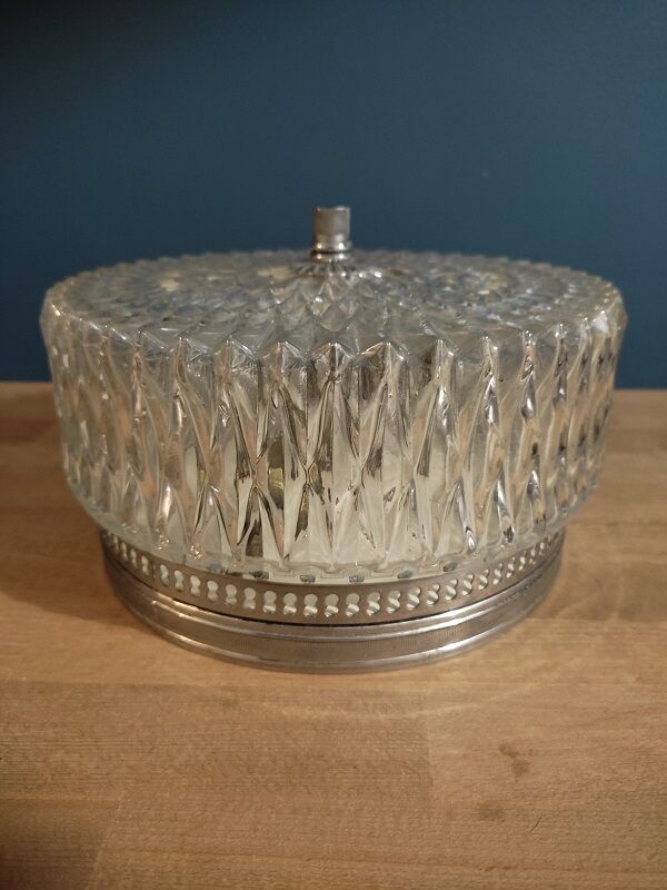 Ceiling lamp molded glass base chromed metal dp 012325