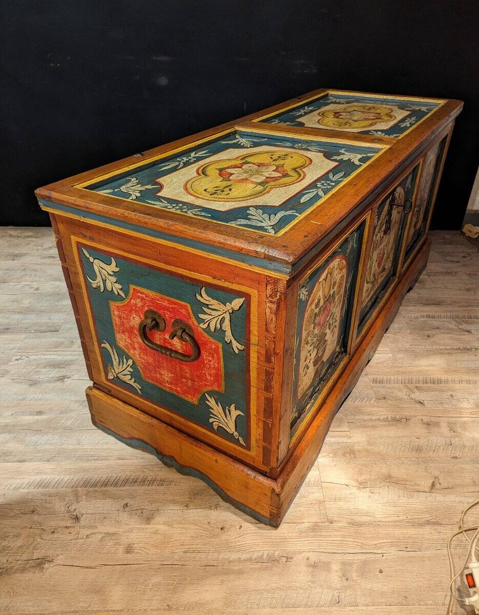 Tyrolean Wedding Chest Painted and Dated 1855