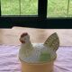 Terrine hen slurry in vintage glazed ceramic