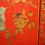 Armoirechinoise antique laquée à la main, grande armoire latérale