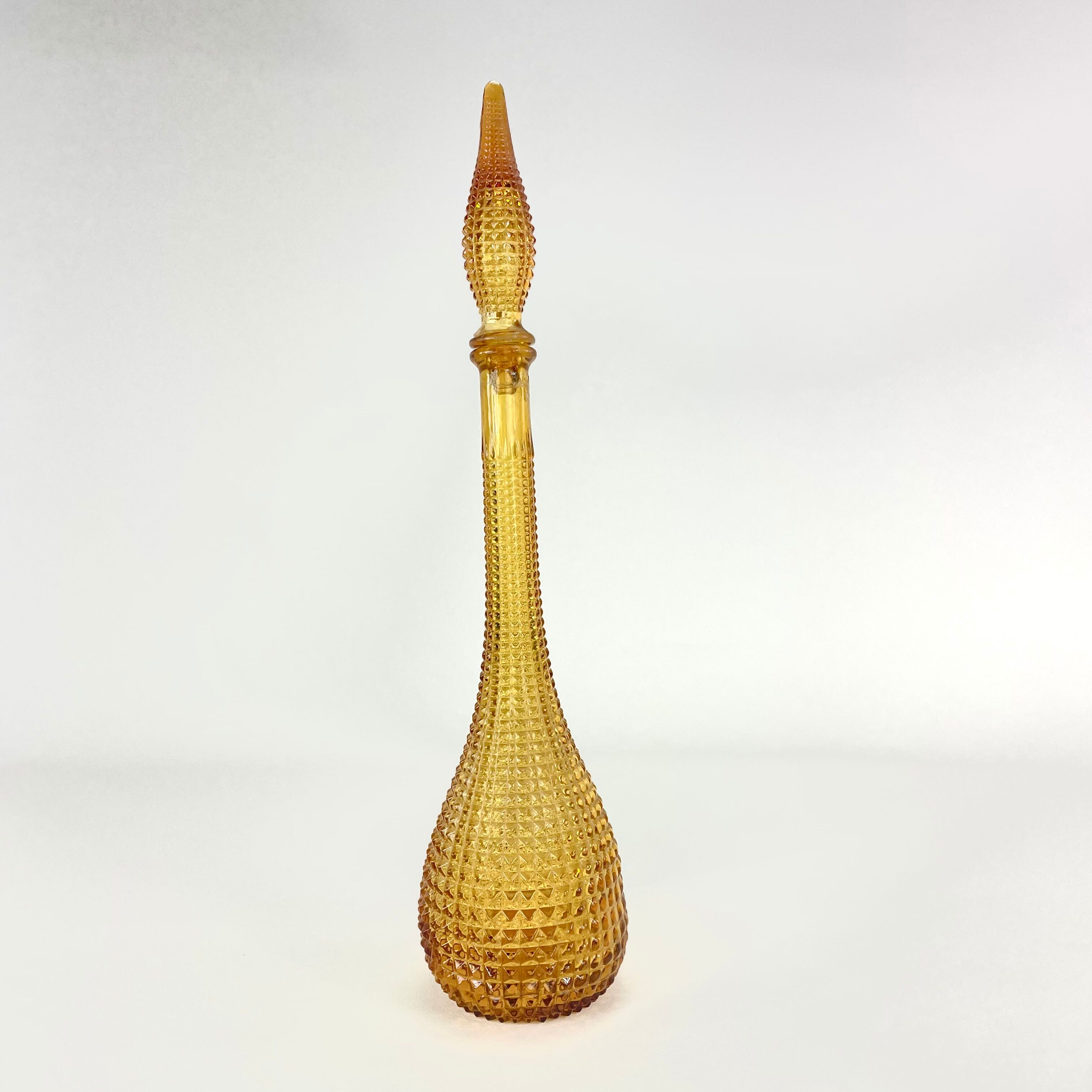 Amber bottle, Empoli glass, Italy, Mid-century
