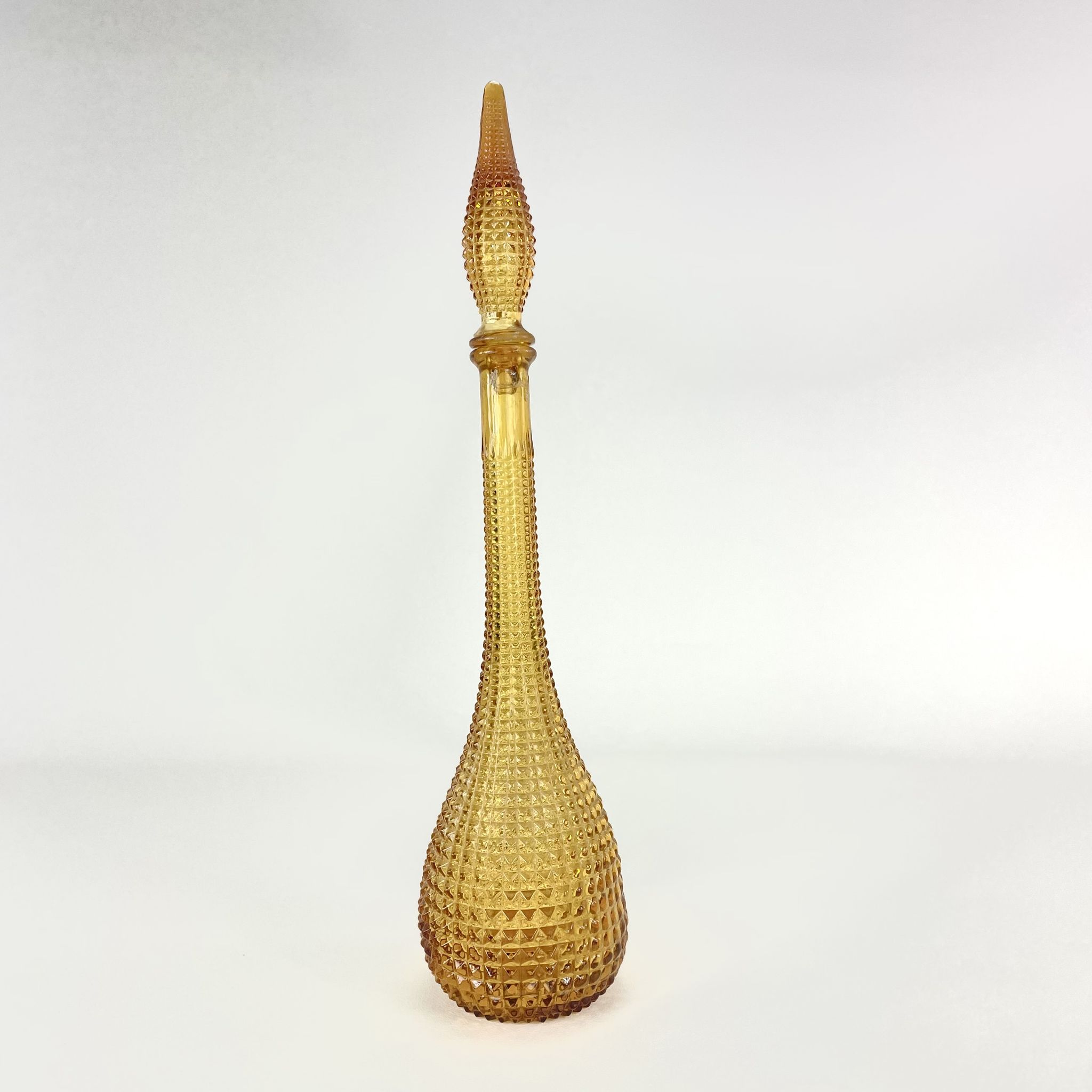 Bouteille ambrée, verre d'Empoli, Italie, Mid-century