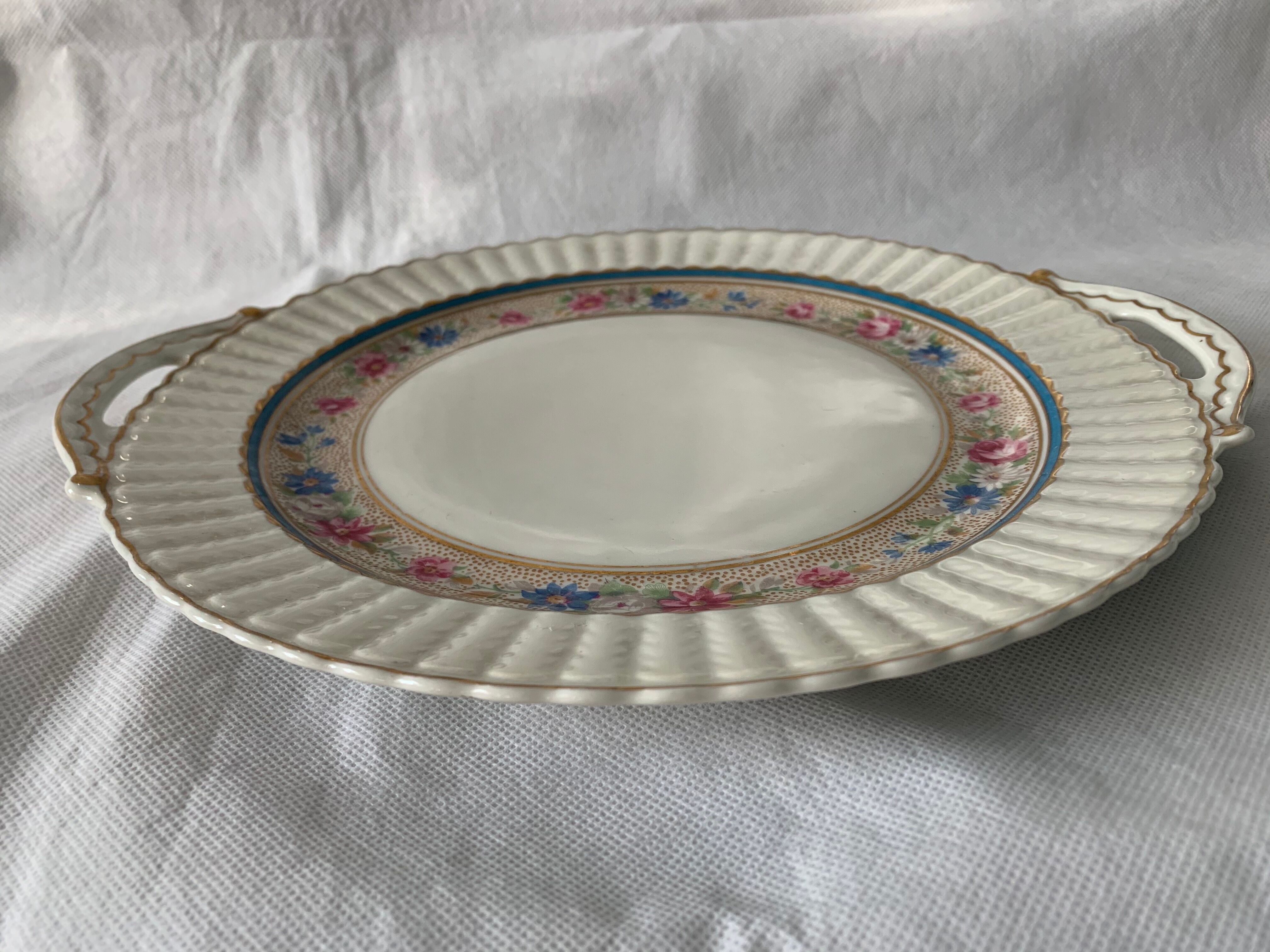 Dessert service 10 plates and a Bernardaud Limoges porcelain cake dish