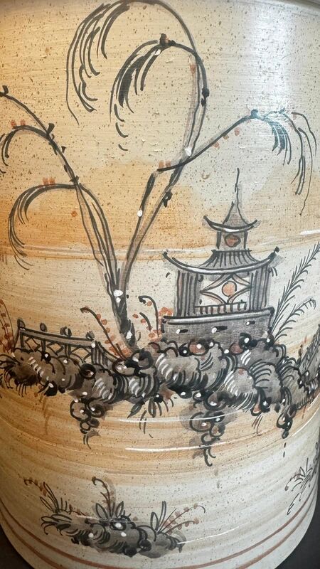 Italian ceramic lamp signed M Vanni Firenze with Orientalist decoration.